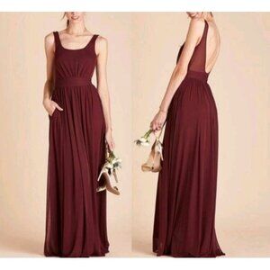 New Birdy Grey Burgundy Jan Sleeveless Maxi Dress Sz M Bridesmaid Formal